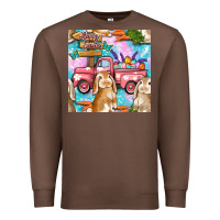 Chestnut Easter Bunny With Truck Seamless Pattern Premium Sweatshirt - BundleAndBundleShop