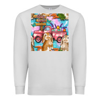 Dove Grey Easter Bunny With Truck Seamless Pattern Premium Sweatshirt - BundleAndBundleShop
