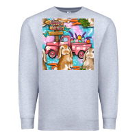 Heather Grey Easter Bunny With Truck Seamless Pattern Premium Sweatshirt - BundleAndBundleShop