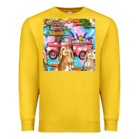 Lemon Easter Bunny With Truck Seamless Pattern Premium Sweatshirt - BundleAndBundleShop