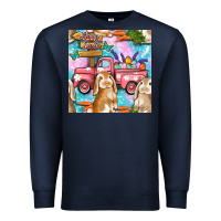 Navy Easter Bunny With Truck Seamless Pattern Premium Sweatshirt - BundleAndBundleShop