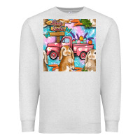 Oatmeal Heather Easter Bunny With Truck Seamless Pattern Premium Sweatshirt - BundleAndBundleShop