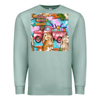 Seafoam Easter Bunny With Truck Seamless Pattern Premium Sweatshirt - BundleAndBundleShop