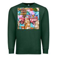Sports Green Easter Bunny With Truck Seamless Pattern Premium Sweatshirt - BundleAndBundleShop