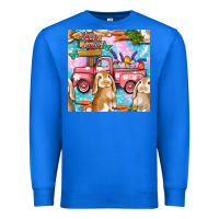 True Royal Easter Bunny With Truck Seamless Pattern Premium Sweatshirt - BundleAndBundleShop