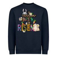 Navy He is risen Easter Heavyweight Sweatshirt - NancyCooperArtShop