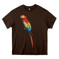 Chocolate Brown Scarlet Macaw Parrot Heavy Core Tee - LillyAllenDesigns