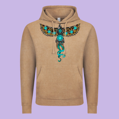 Turquoise Thunderbird Vintage Hoodie Designed By Ranaportraitstore