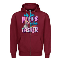 Burgundy Oh for peeps sake Easter Day Zipper Hoodie - CowGirlArtShop