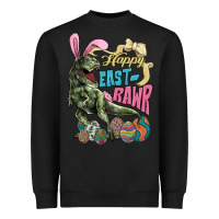 Black Happy Easter Day T-rex Heavyweight Sweatshirt - NancyCooperArtShop