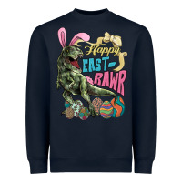 Navy Happy Easter Day T-rex Heavyweight Sweatshirt - NancyCooperArtShop