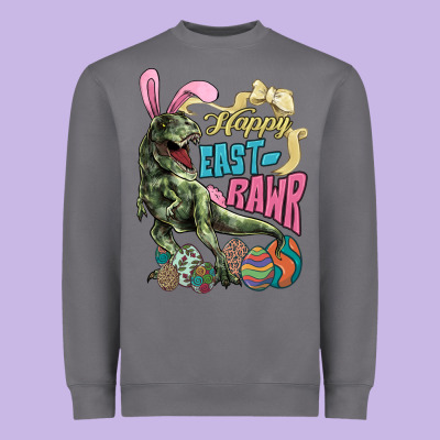 Happy Easter Day T-rex Heavyweight Sweatshirt Designed By Nancycooperartshop