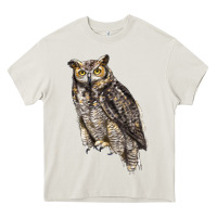 Cream Great Horned Owl Heavy Core Tee - LillyAllenDesigns