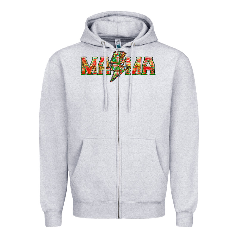 Mama Christmas Lightning Bolt Mother's Day Zipper Hoodie by HowdyJamesFarm | Teevron