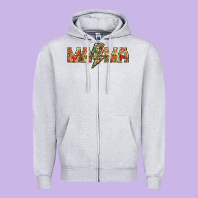 Mama Christmas Lightning Bolt Mother's Day Zipper Hoodie Designed By Howdyjamesfarm