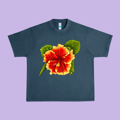 Hawaiian Hibiscus Flower Urban Heavy Tee Designed By Lillyallendesigns
