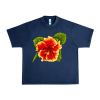 Navy Hawaiian Hibiscus Flower Urban Heavy Tee - LillyAllenDesigns
