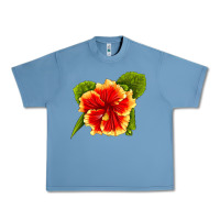 Pebble Blue Hawaiian Hibiscus Flower Urban Heavy Tee - LillyAllenDesigns