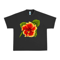 Pigment Black Hawaiian Hibiscus Flower Urban Heavy Tee - LillyAllenDesigns