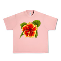 Salmon Hawaiian Hibiscus Flower Urban Heavy Tee - LillyAllenDesigns