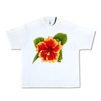 White Hawaiian Hibiscus Flower Urban Heavy Tee - LillyAllenDesigns