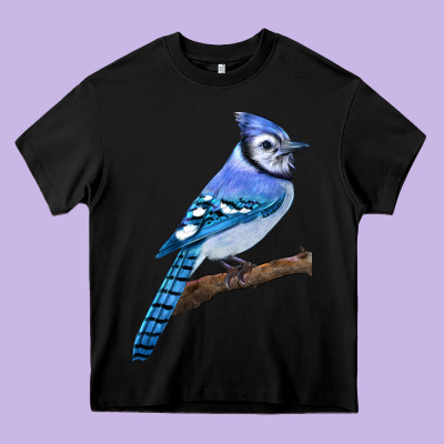 Blue Jay Bird Heavy Core Tee Designed By Lillyallendesigns