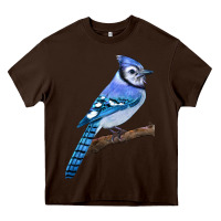 Chocolate Brown Blue Jay Bird Heavy Core Tee - LillyAllenDesigns