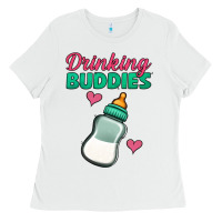 White Drinking Buddies Ladies Tee - Jasminsmagicworld