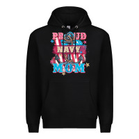 Black Proud navy Mom Mother's Day Premium Hoodie - FaDigitalArtStudio