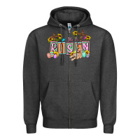 Charcoal Heather He is risen Easter  Easter Day Zipper Hoodie - CowGirlArtShop