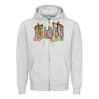 Dove Grey He is risen Easter  Easter Day Zipper Hoodie - CowGirlArtShop