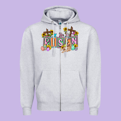 He Is Risen Easter  Easter Day Zipper Hoodie Designed By Cowgirlartshop