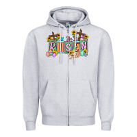 Heather Grey He is risen Easter  Easter Day Zipper Hoodie - CowGirlArtShop