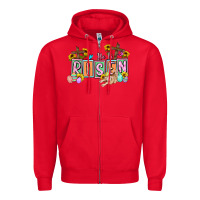 Red He is risen Easter  Easter Day Zipper Hoodie - CowGirlArtShop