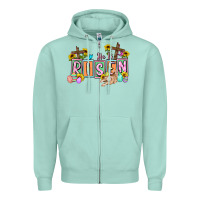 Seafoam He is risen Easter  Easter Day Zipper Hoodie - CowGirlArtShop