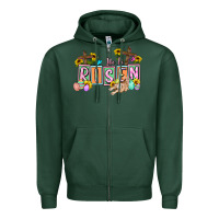 Sports Green He is risen Easter  Easter Day Zipper Hoodie - CowGirlArtShop