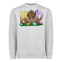 Heather Grey Hop rabbit Heavyweight Sweatshirt - NancyCooperArtShop
