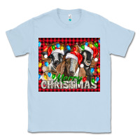 Dusty Blue Merry Christmas  With Goats Classic Tee - LillyAllenDesigns