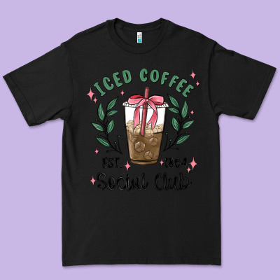 Iced Coffee Social Club Premium Tee Designed By Maliassmallbusiness