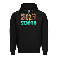 Black 2023 senior football Zipper Hoodie - HowdyJamesFarm