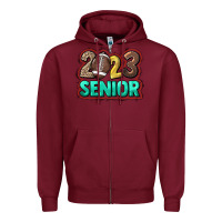 Burgundy 2023 senior football Zipper Hoodie - HowdyJamesFarm