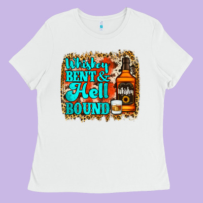Whiskey Bent And Hell Bound Ladies Tee Designed By Jasminsmagicworld