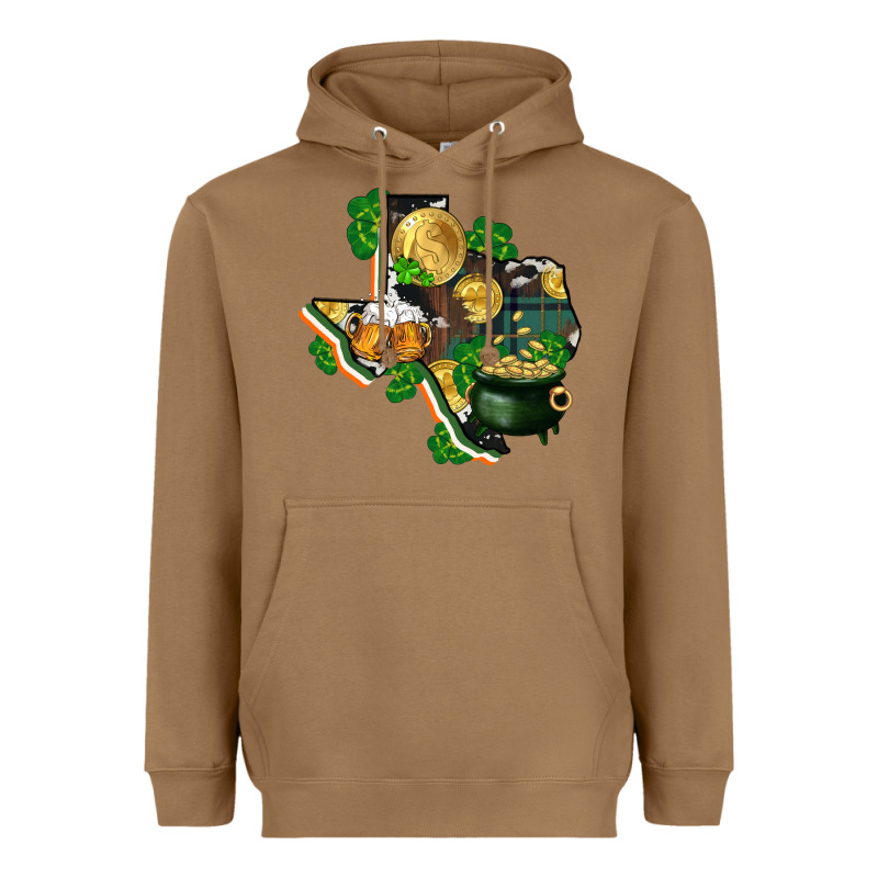 Texas Map St Patrick's Day Heavyweight Hoodie by FaDigitalArtStudio | Teevron