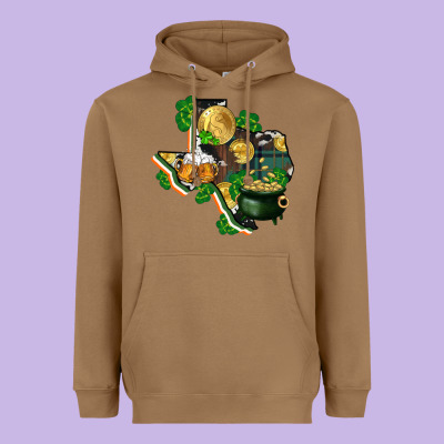 Texas Map St Patrick's Day Heavyweight Hoodie Designed By Fadigitalartstudio