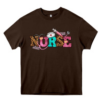 Chocolate Brown nurse with nurse element Heavy Core Tee - AdoDesignShop