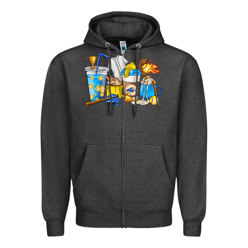 Softball Coffee Cups Zipper Hoodie by HowdyJamesFarm | Teevron