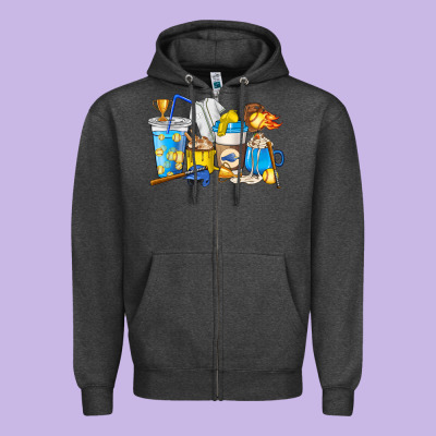 Softball Coffee Cups Zipper Hoodie Designed By Howdyjamesfarm