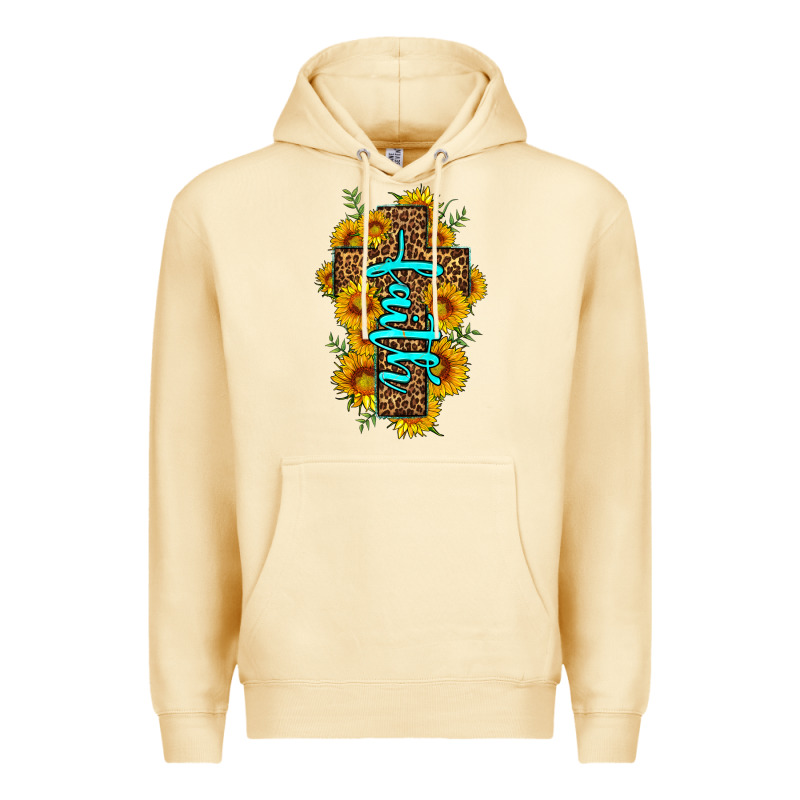 Faith Sunflower Leopard Cross Olivia Premium Hoodie by OliviaCreatesArt | Teevron