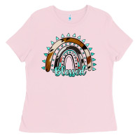 Bubblegum Pink blessed rainbow cowhide aztec Ladies Tee - Jasminsmagicworld