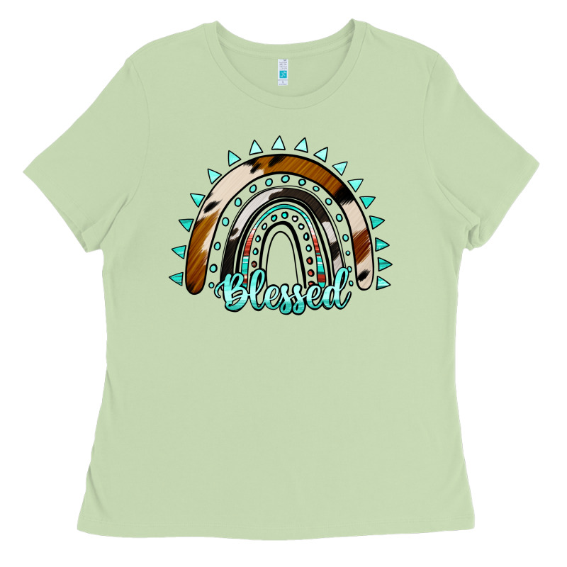 Blessed Rainbow Cowhide Aztec Ladies Tee by Jasminsmagicworld | Teevron